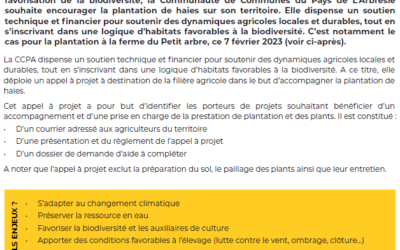 Lancement de l&rsquo;appel à projet Plantation de haies en milieu agricole