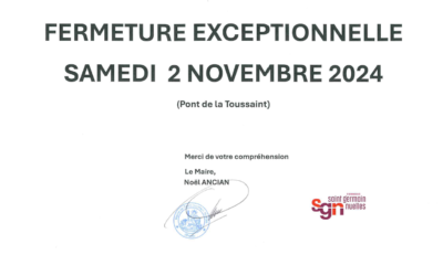 FERMETURE EXCEPTIONNELLE DE LA MAIRIE